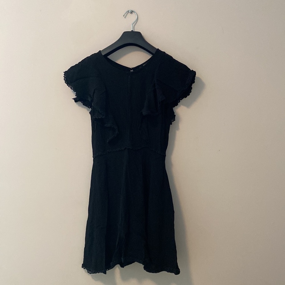 Black butterfly sleeve dress